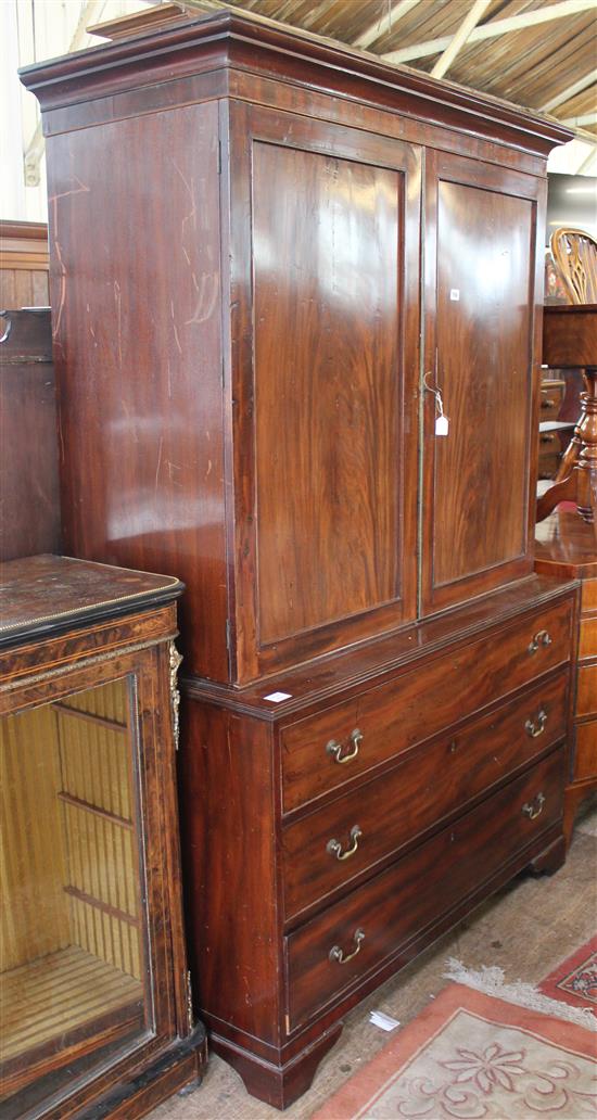 George III mahogany linen press(-)